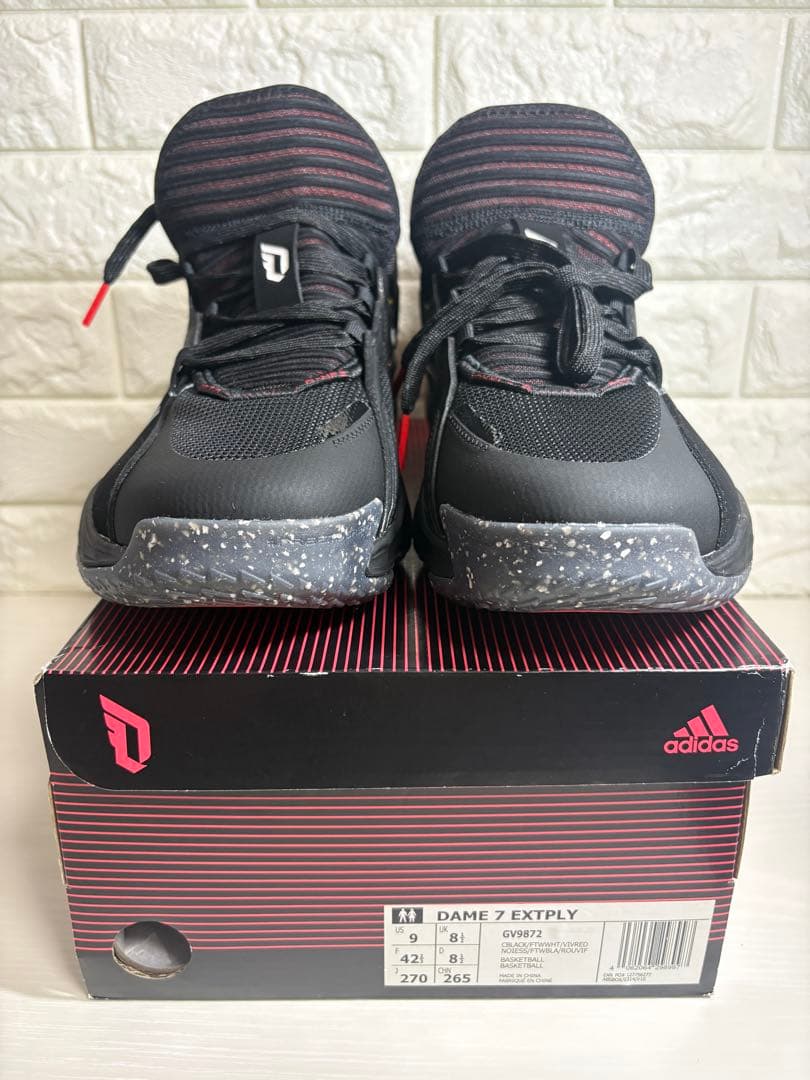 adidas DAME 7 EXTPLY 27.0cm ブラック/レッド