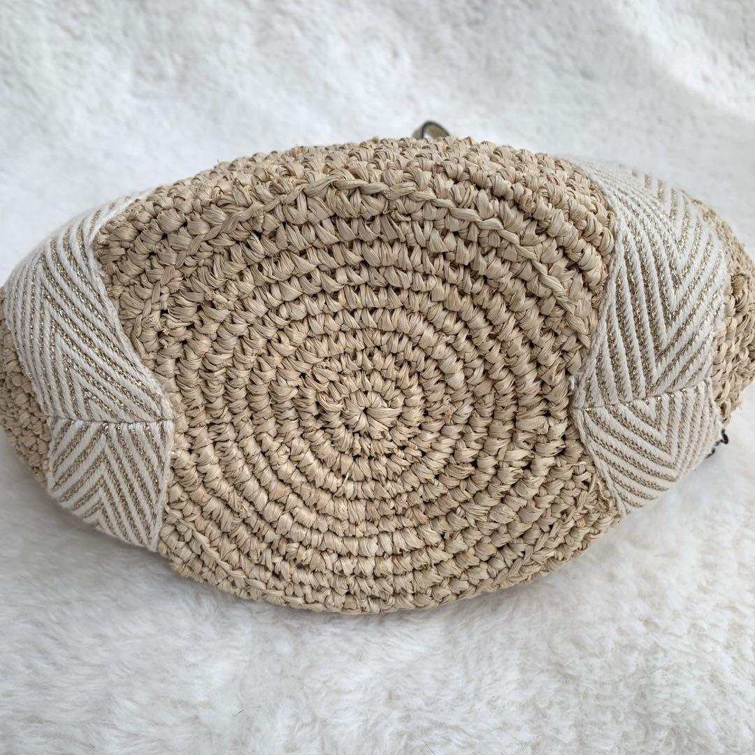 VIOLA d'ORO かごバッグ ラフィア 2way テープハンドル タッセル