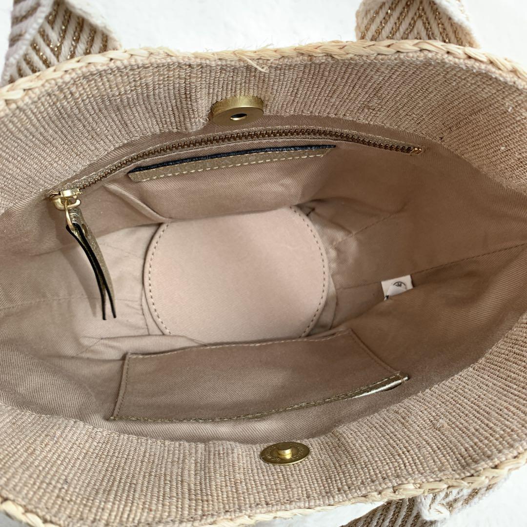 VIOLA d'ORO かごバッグ ラフィア 2way テープハンドル タッセル