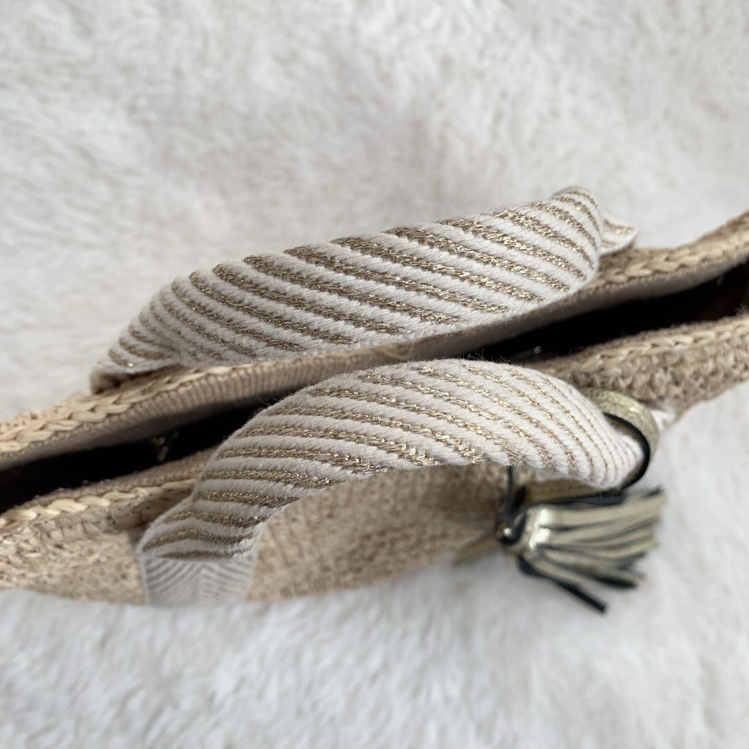 VIOLA d'ORO かごバッグ ラフィア 2way テープハンドル タッセル