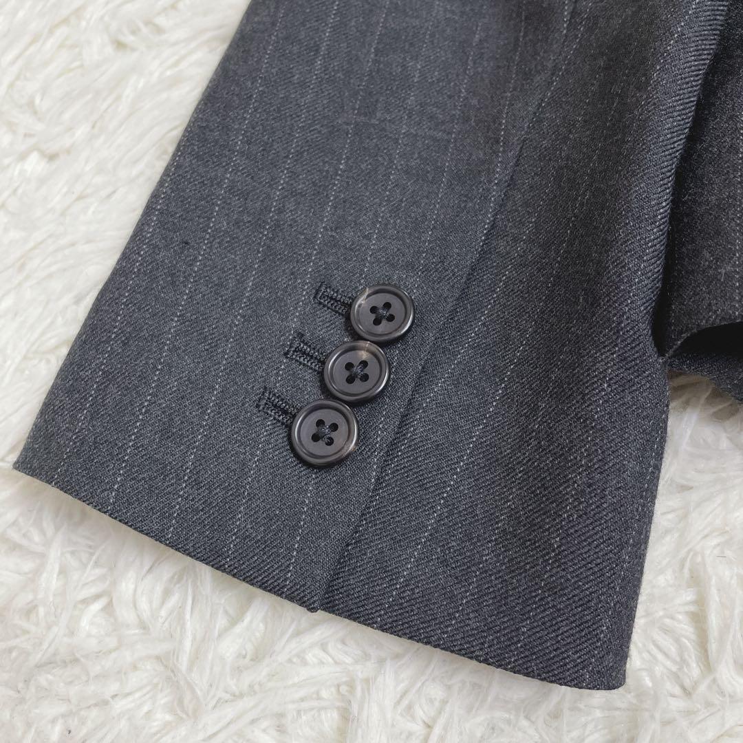 美品 マーガレットハウエル セットアップ スーツ ウール ストライプ グレー