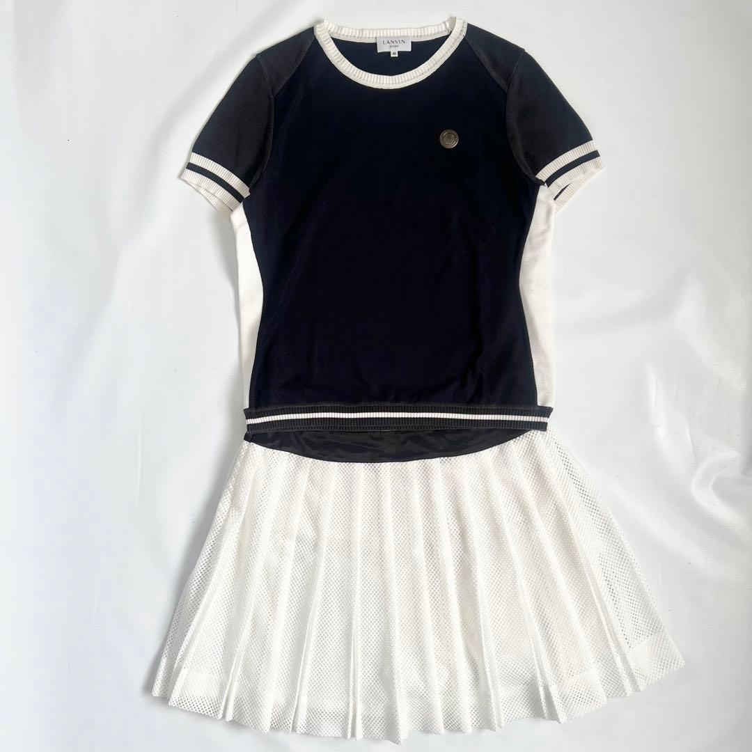 ランバンスポール　セットアップ　上下　サマーニット　フリルスカート　ゴルフ　40