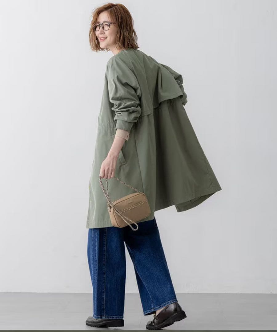 タグ付き未使用新品 23区 【撥水加工】ライトツイル ノーカラーコート 34