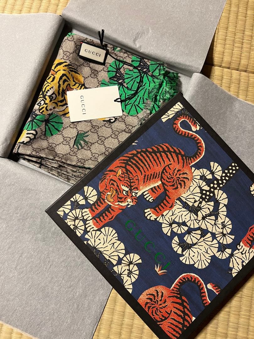 新品未使用GUCCI ストール　スカーフ　マフラー　夏　超希少　箱付き　虎