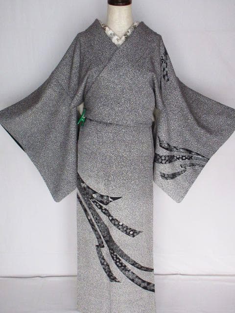 着用少ない！たたき染め＊金彩＊刺繡＊白＆黒＊作家物＊訪問着＊１６１ｃｍ＊裄６５