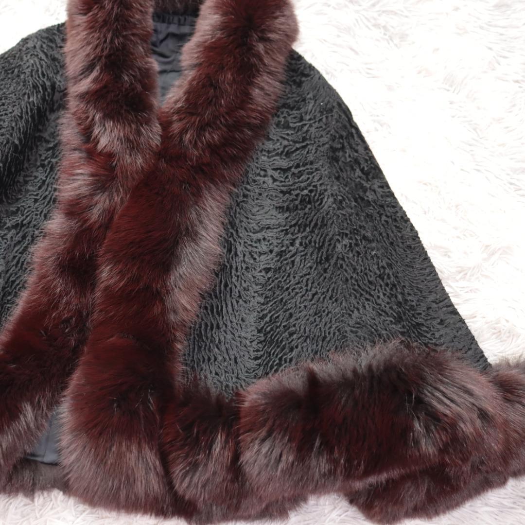 ペルシャラム✨ポンチョ　ケープコート　フォックスファー
