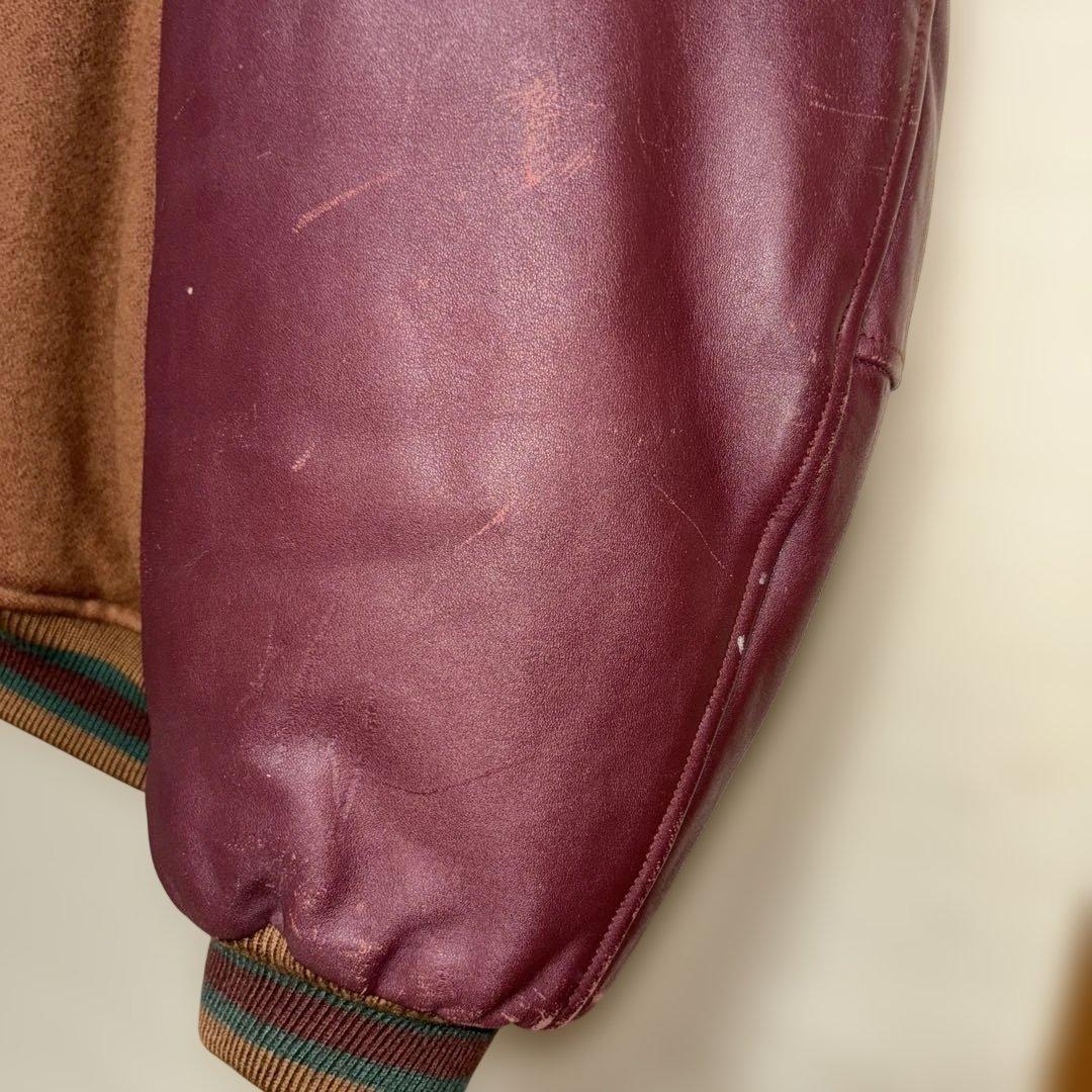 ✴︎希少・レア・90s CHAPS RALPH LAUEN・袖レザースタジジャン