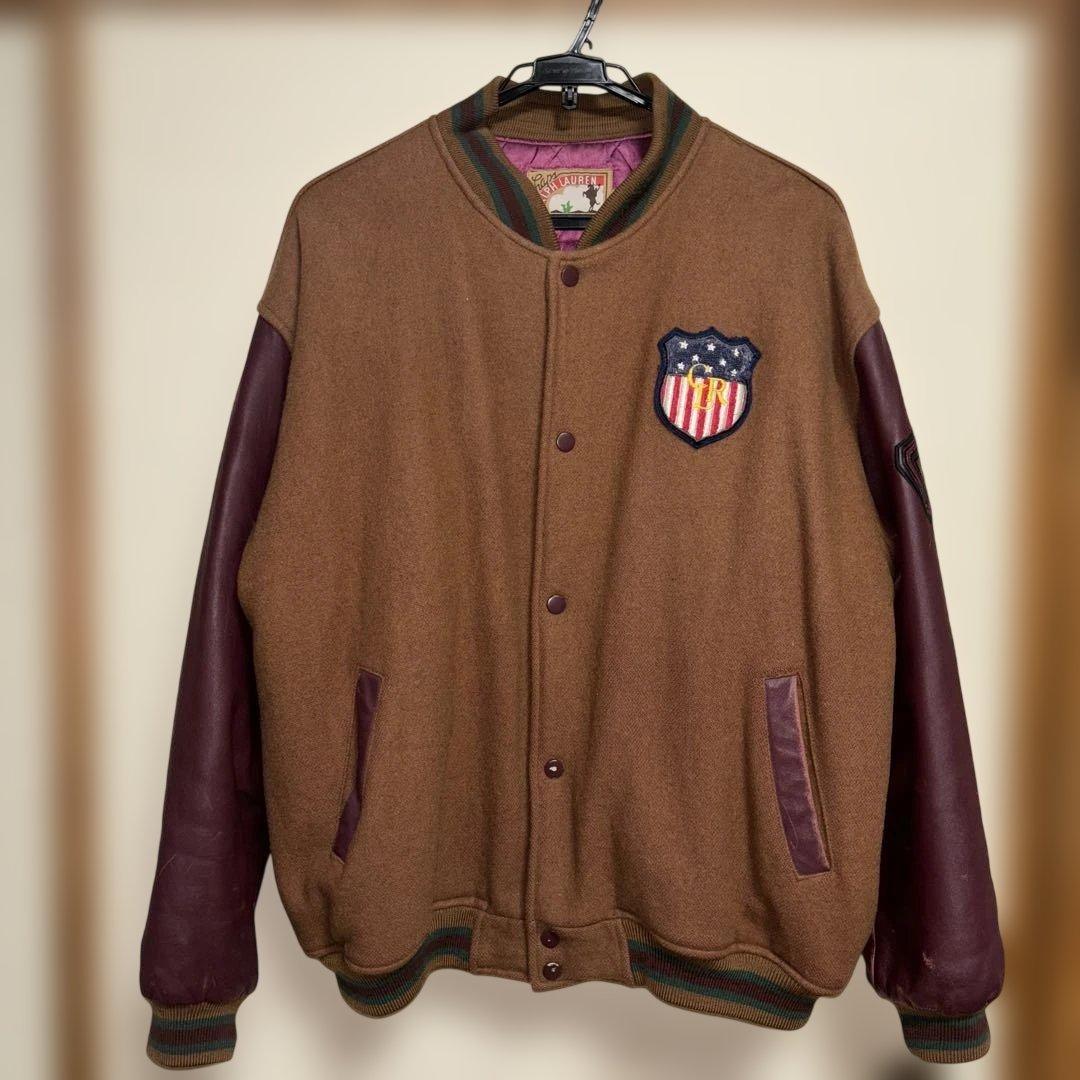 ✴︎希少・レア・90s CHAPS RALPH LAUEN・袖レザースタジジャン