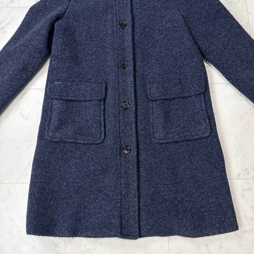 美品 ノンノ NONNO パパス フーデッドコート ネイビー フリーサイズ
