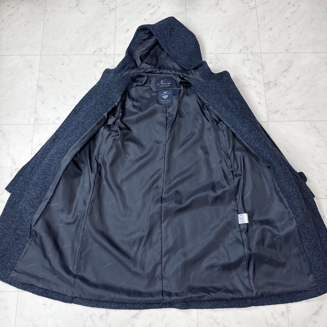 美品 ノンノ NONNO パパス フーデッドコート ネイビー フリーサイズ