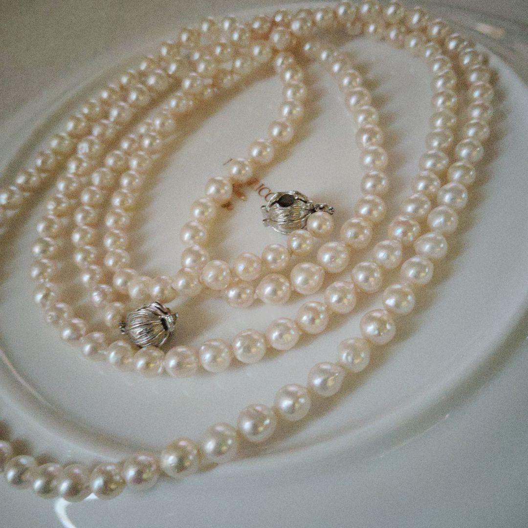 あこや真珠バロックパールロングネックレス　パックマンクラスプ　約123㌢前後