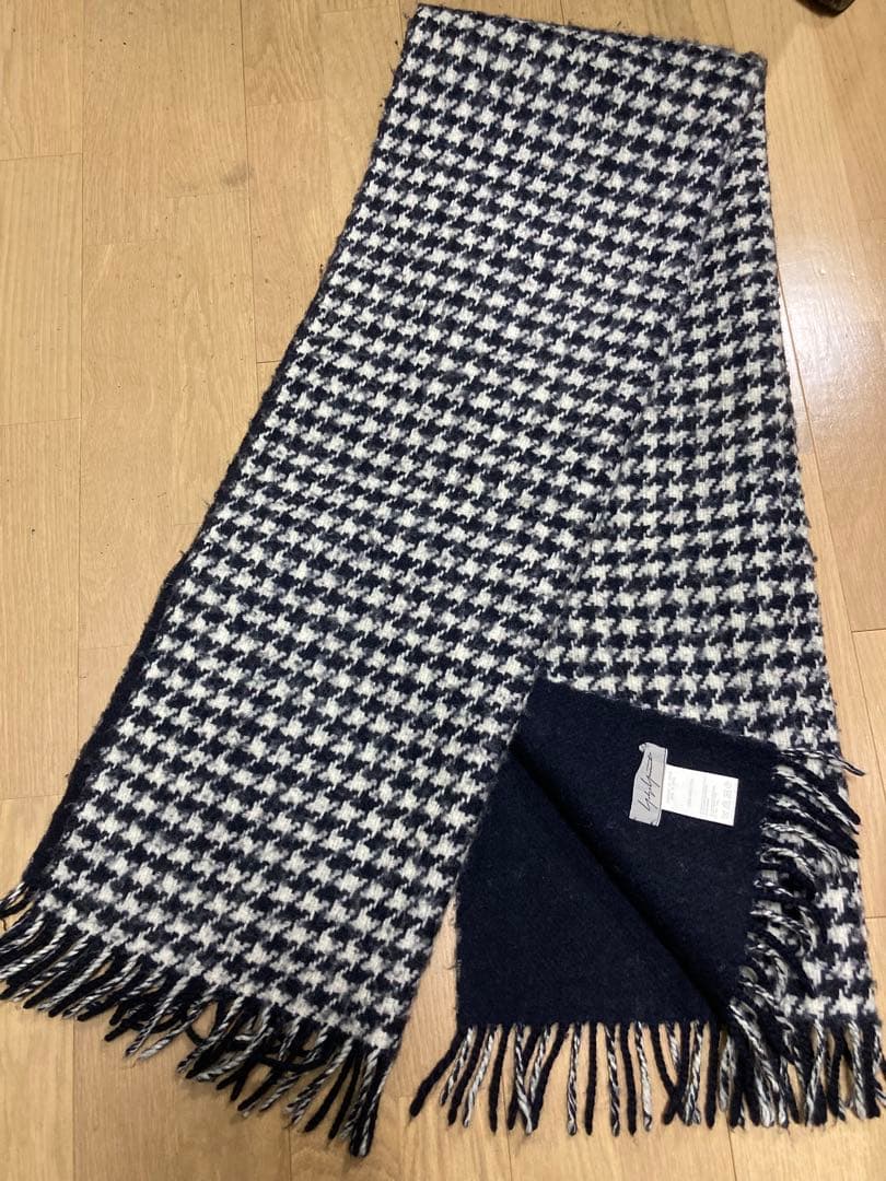 YOHJI YAMAMOTOヨウジヤマモト　千鳥格子ダブルフェイスウールストール