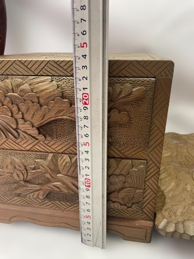 日光彫　スツール　サイドテーブル　花台　小物入れ　ミニテーブルセット