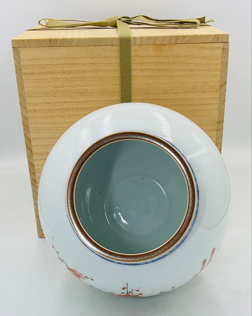 【83】◉人間国宝・酒井田柿右衛門先生　赤絵花瓶　桐箱◉