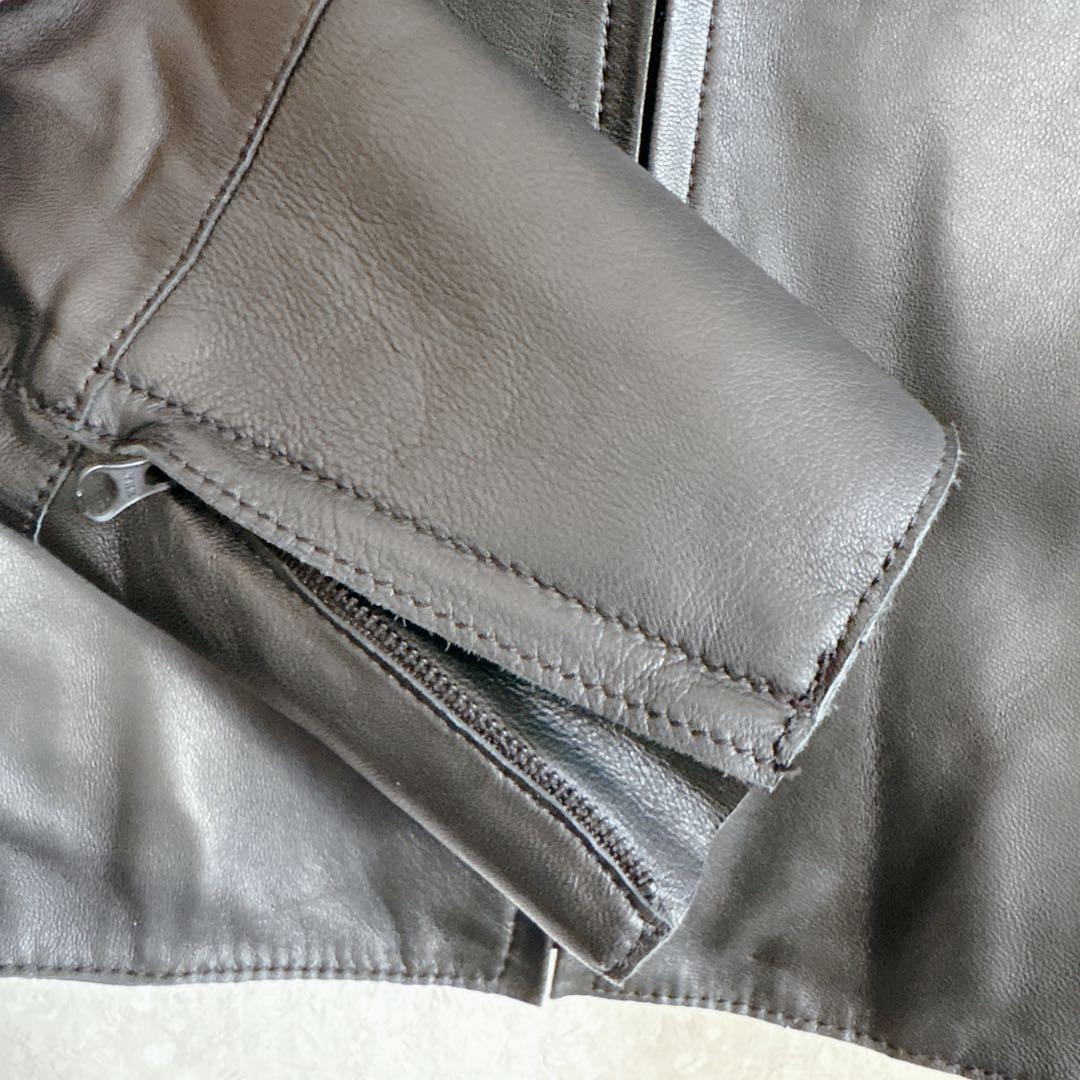 【極美品】23区 ラムレザージャケット ノーカラー ブラック 38