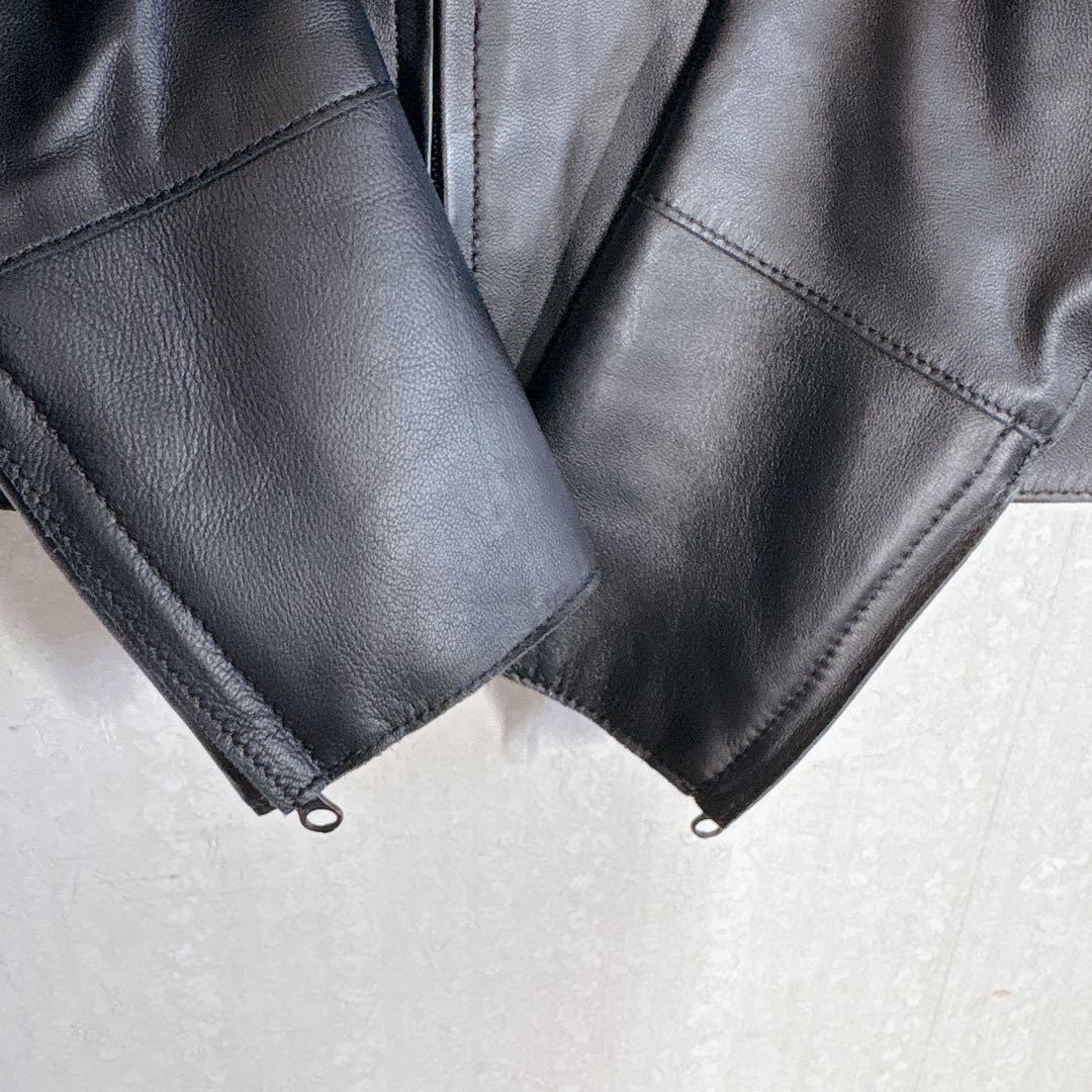 【極美品】23区 ラムレザージャケット ノーカラー ブラック 38