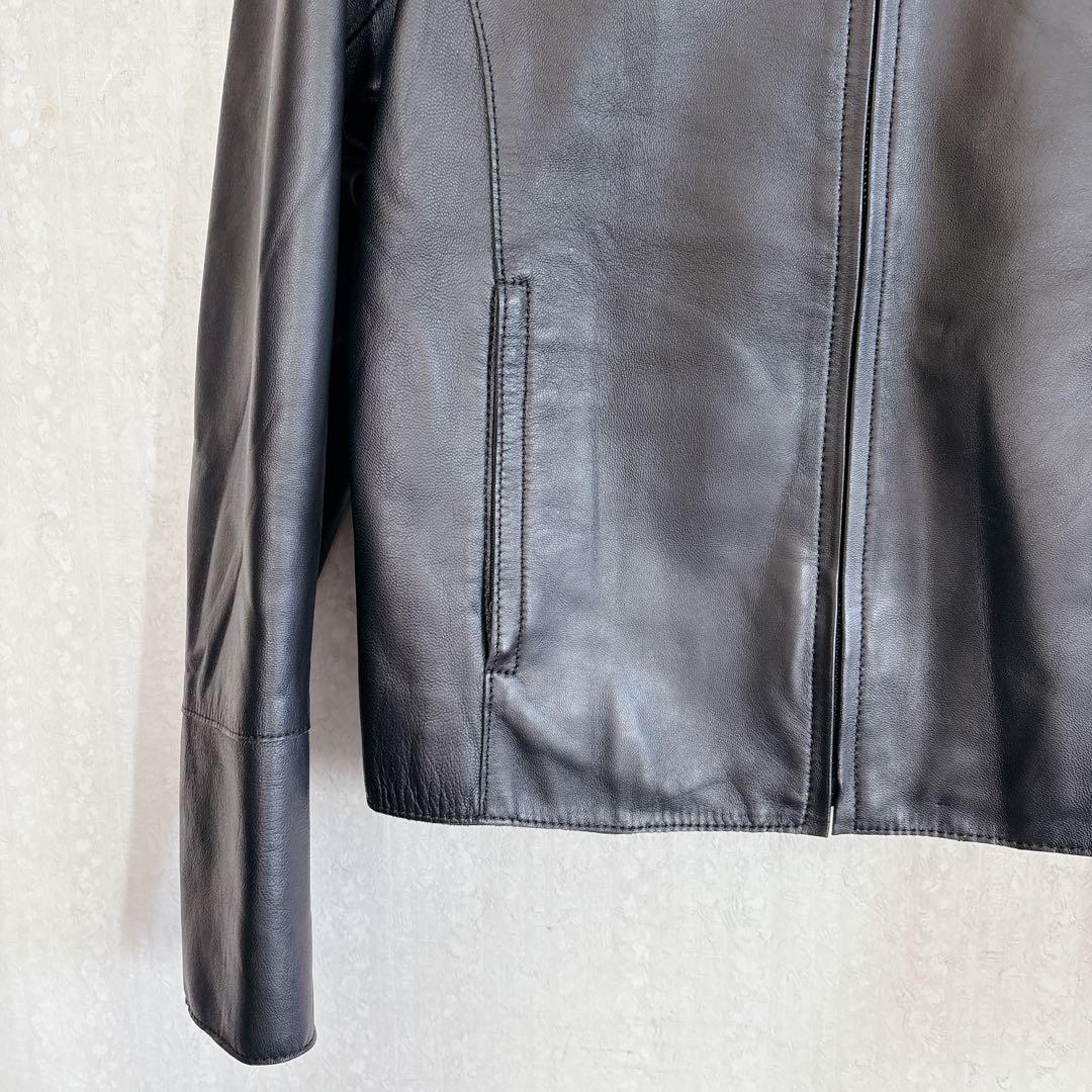 【極美品】23区 ラムレザージャケット ノーカラー ブラック 38