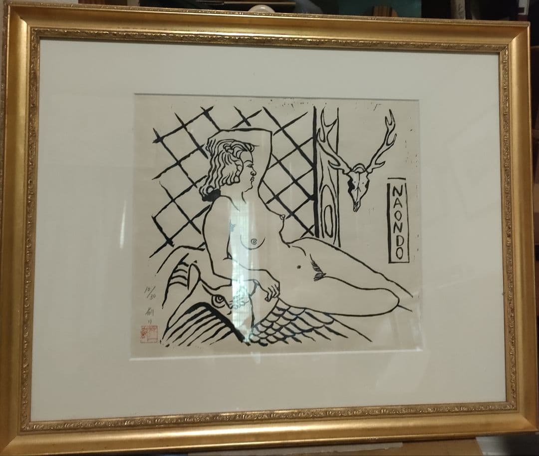 m*n様 中村直人作品　木版画「裸婦」