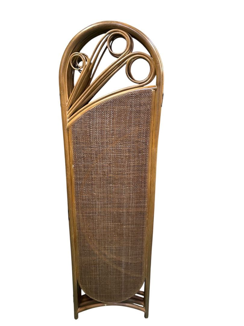 籐 ラタン 4連パーテーション 間仕切り 衝立 エスニック 昭和レトロ