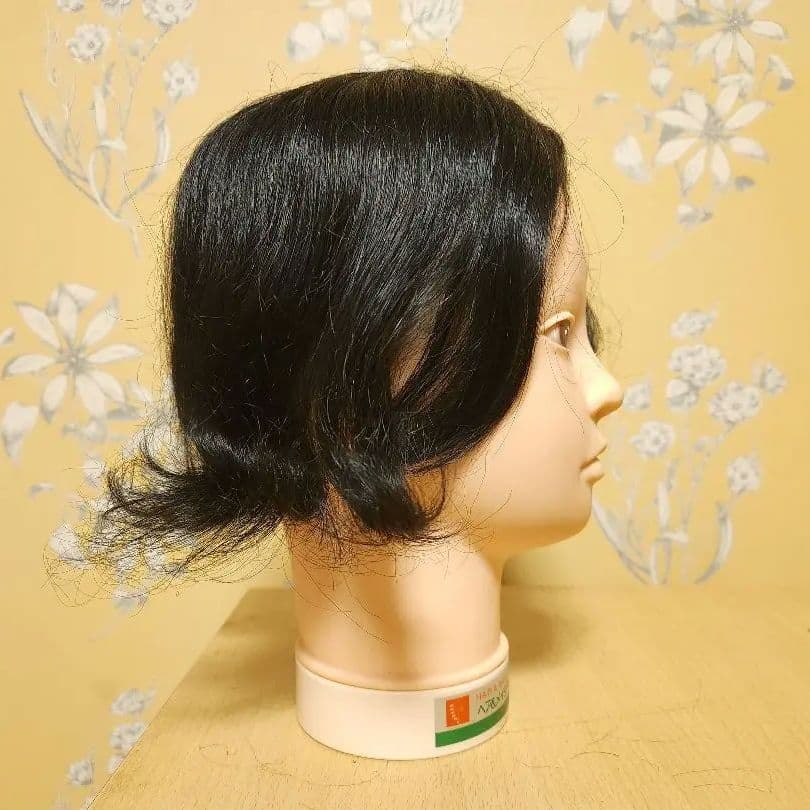 ローズ　ショートカールヘア 頭頂ウィッグ　自然色　人工皮膚付き