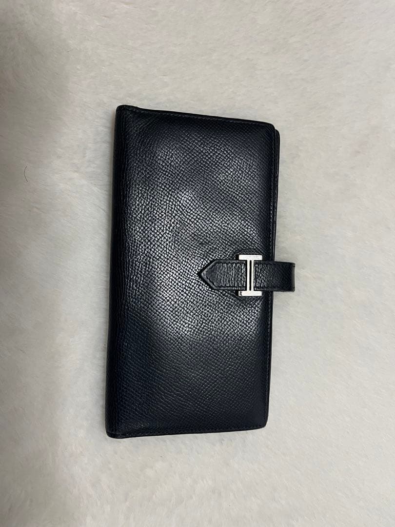 HERMES エルメス べアン スフレ 長財布 二つ折り 黒 オールレザー