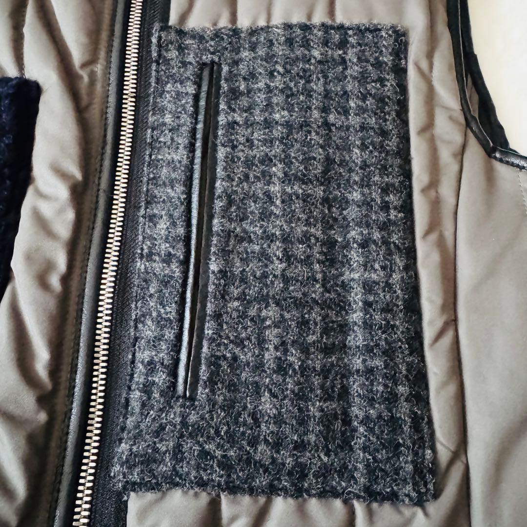 【希少】 チノ キルティングベスト ロング丈 異素材 4ポケット 38 グレー