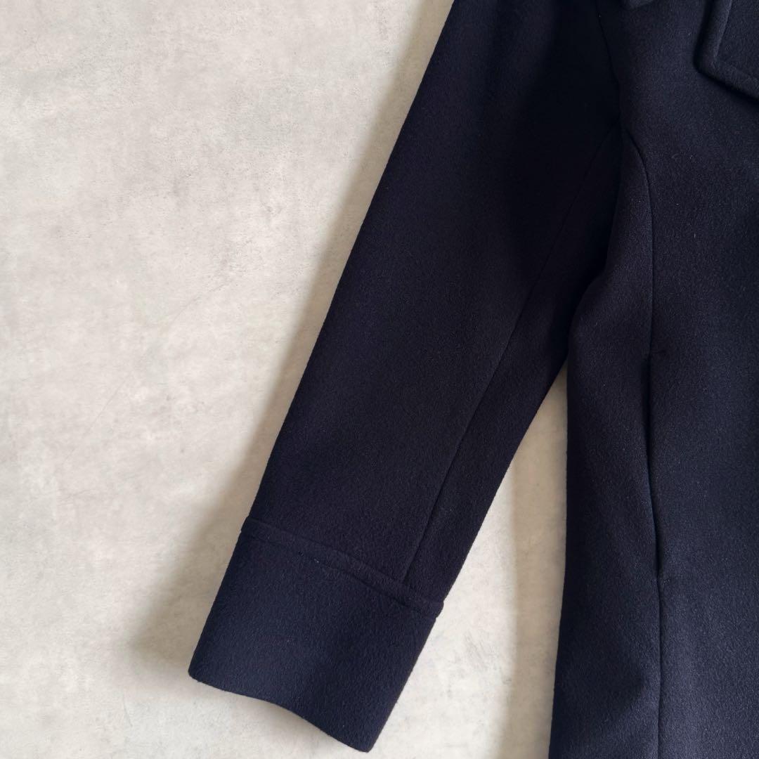 美品▲シップスエニィ SHIPS anyウール ラペル コート ネイビー