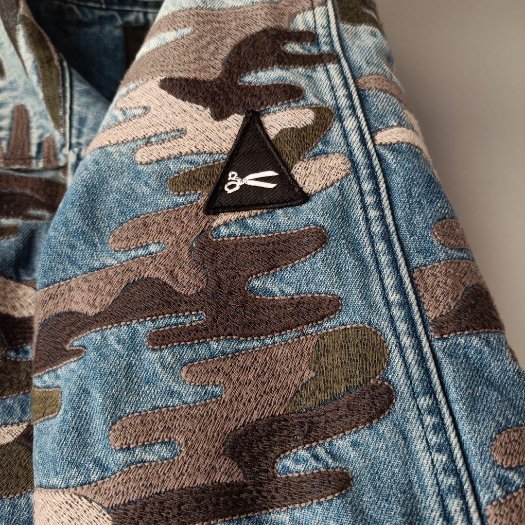 デンハム　カモフラージュ柄　デニムジャケット　Mサイズ