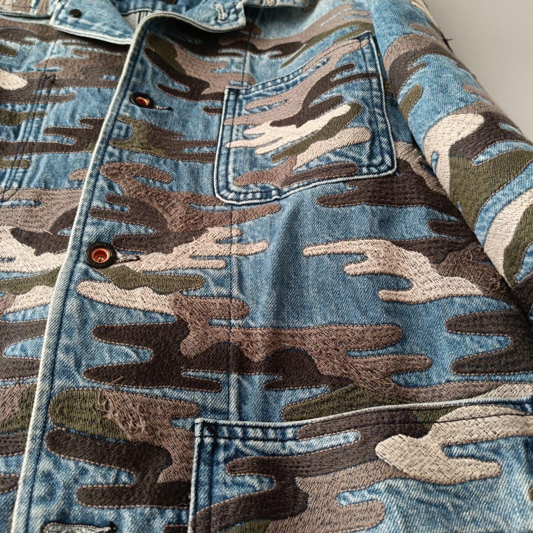 デンハム　カモフラージュ柄　デニムジャケット　Mサイズ