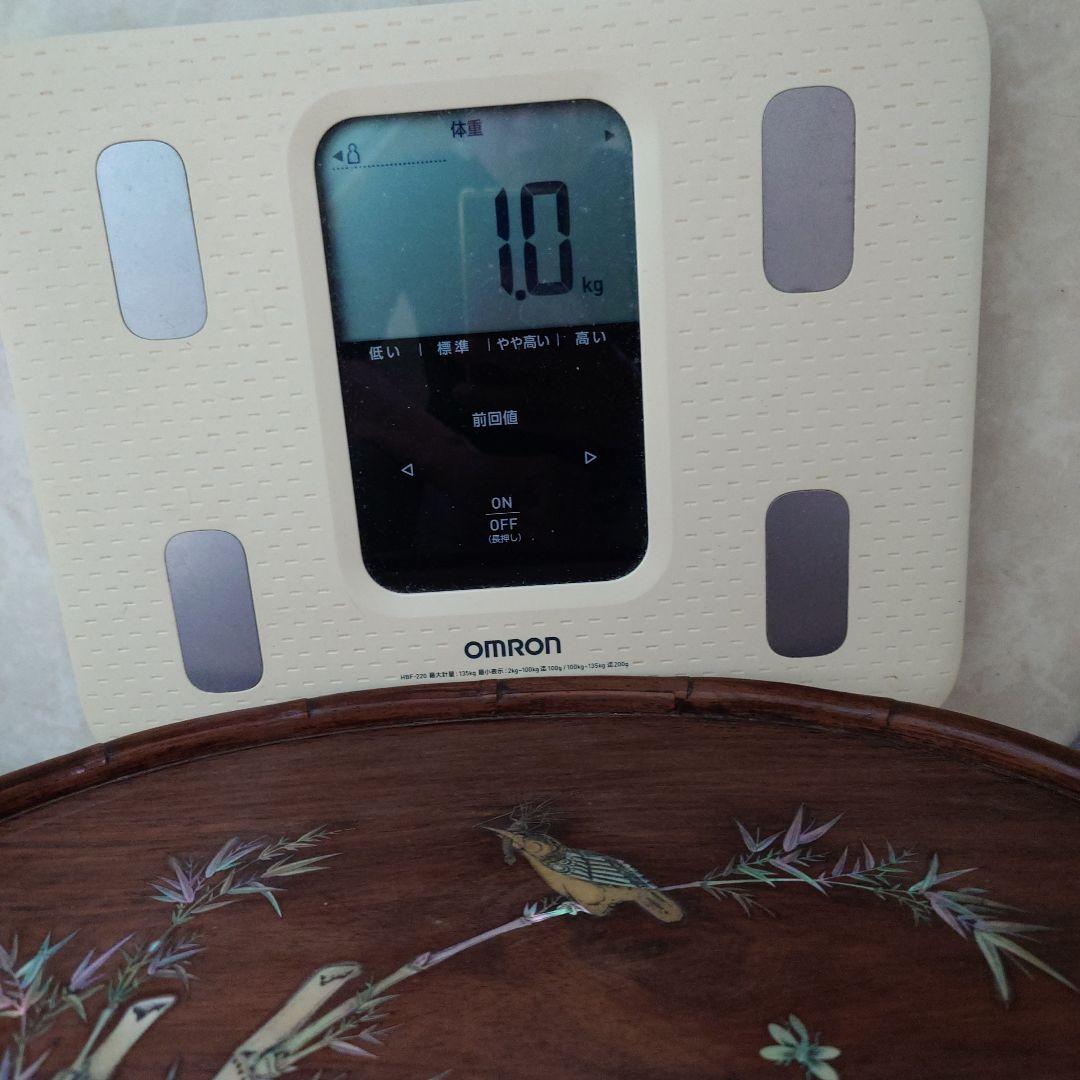 竹と鳥の象嵌装飾 木製トレイ