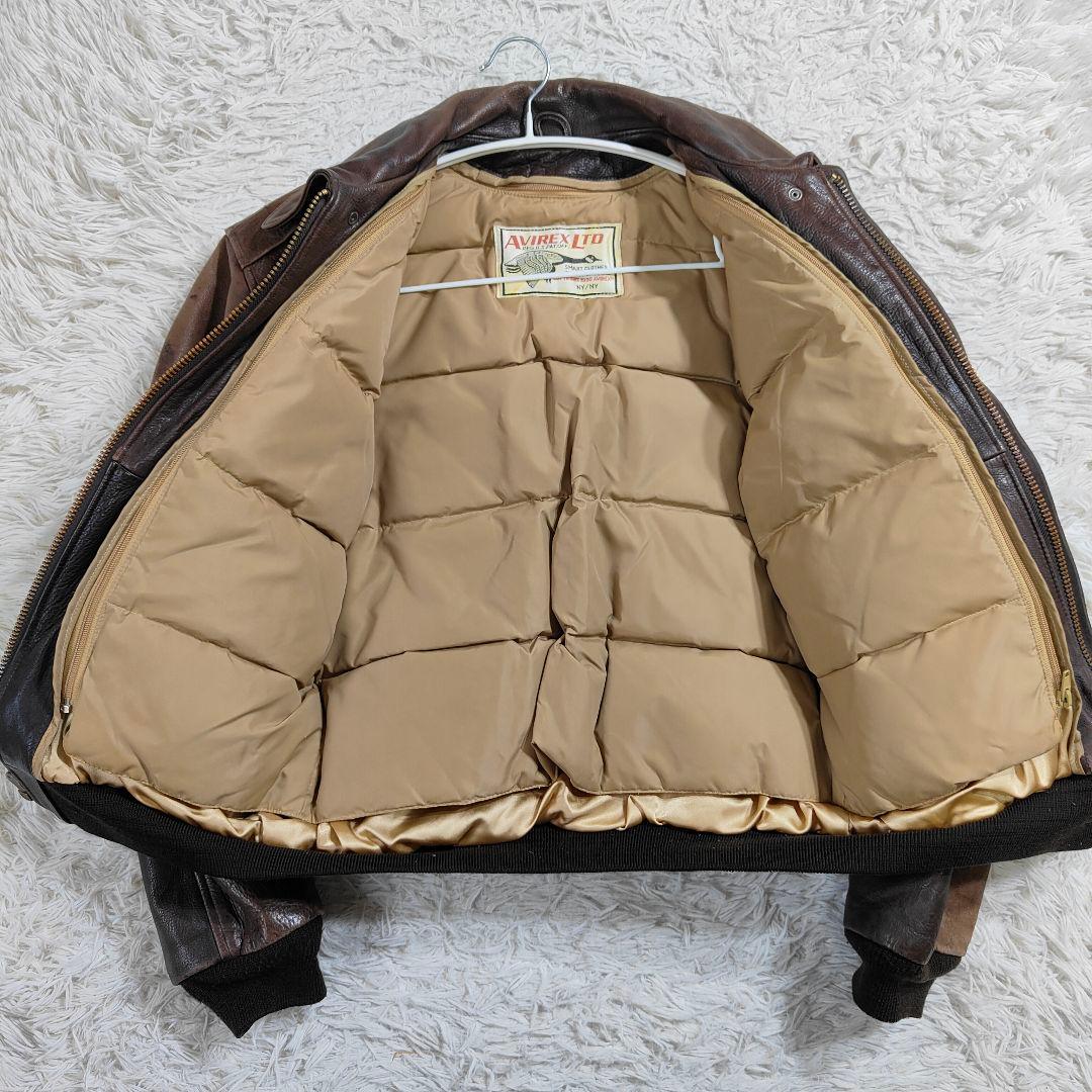 AVIREX A-2 フライトジャケット 取外可能ライナー付 ブラウン 茶 S