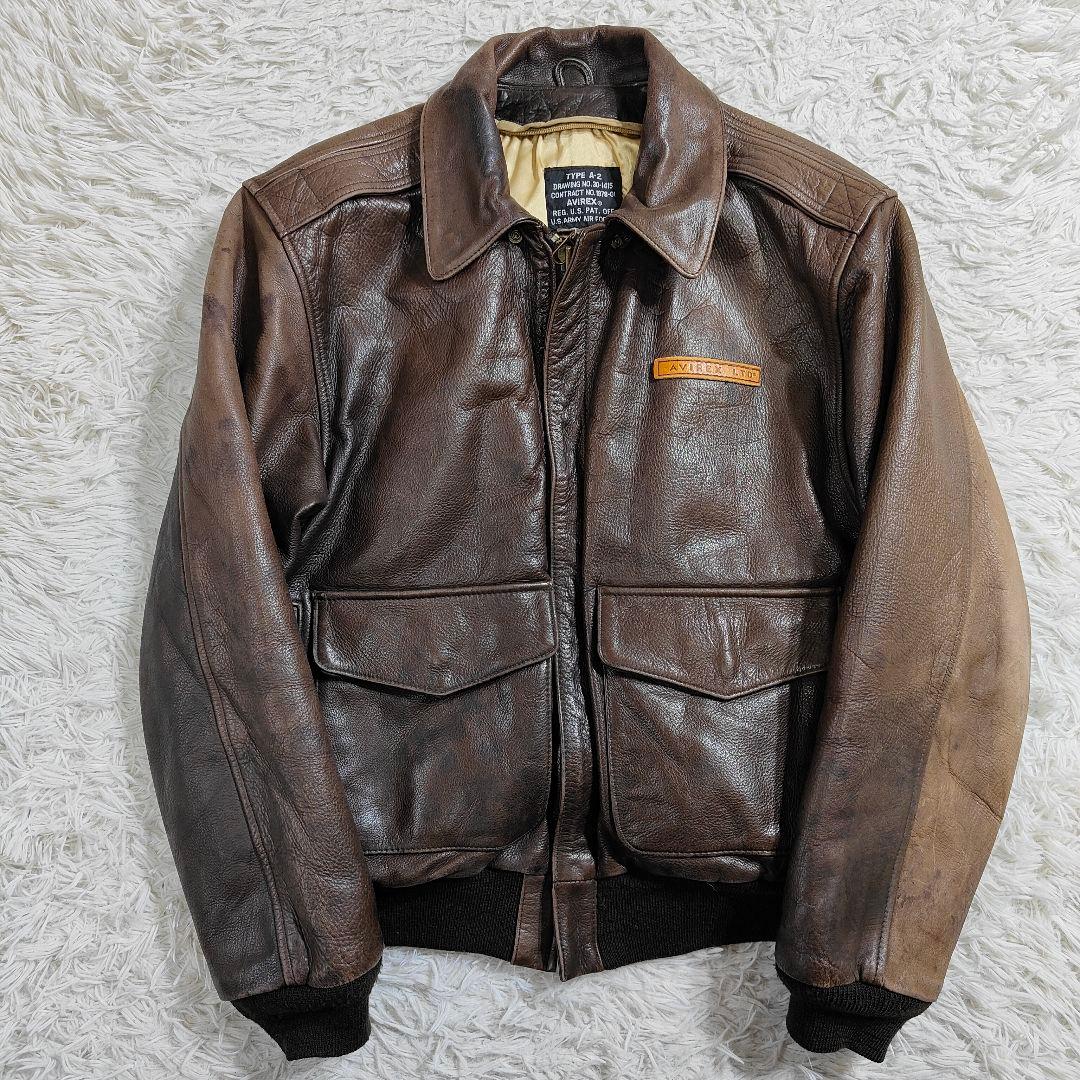 AVIREX A-2 フライトジャケット 取外可能ライナー付 ブラウン 茶 S