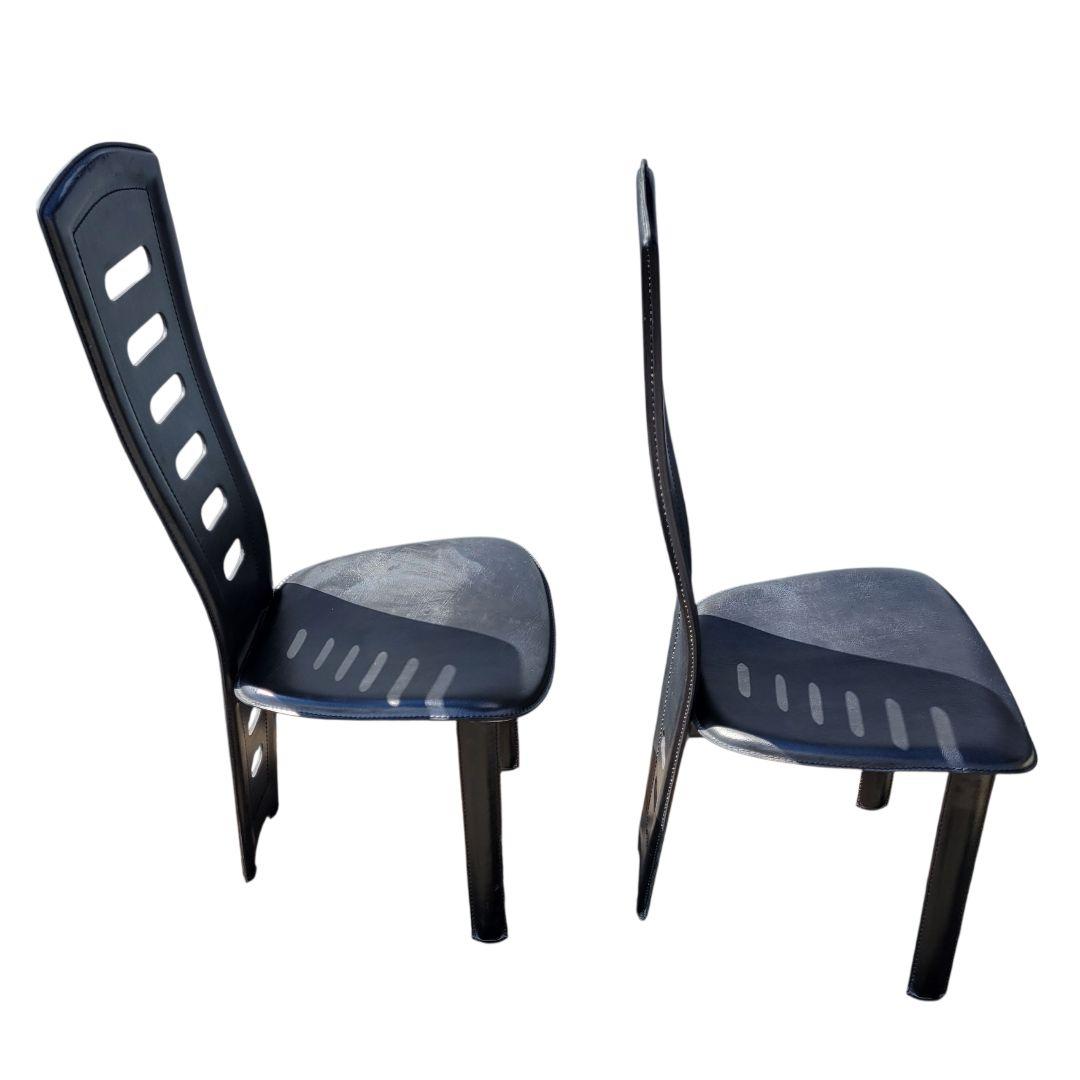 【希少】大塚家具 本革 ハイバックチェア ダイニングチェア 2脚