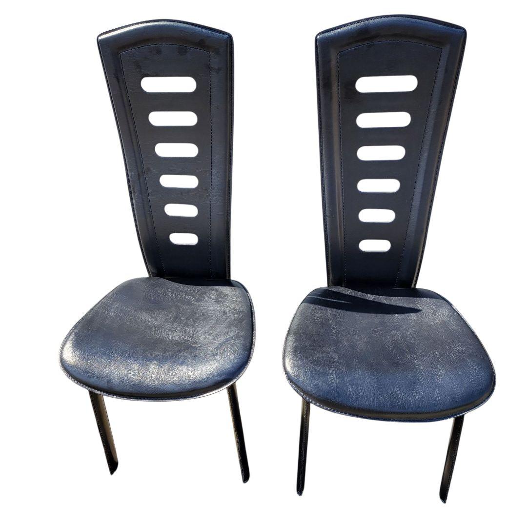 【希少】大塚家具 本革 ハイバックチェア ダイニングチェア 2脚