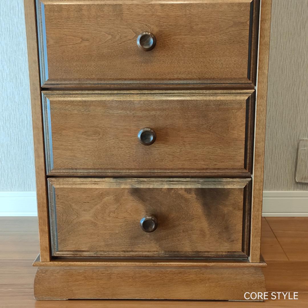 高級　スリムチェスト　5段チェスト　6杯　組木　樺材　アンティーク