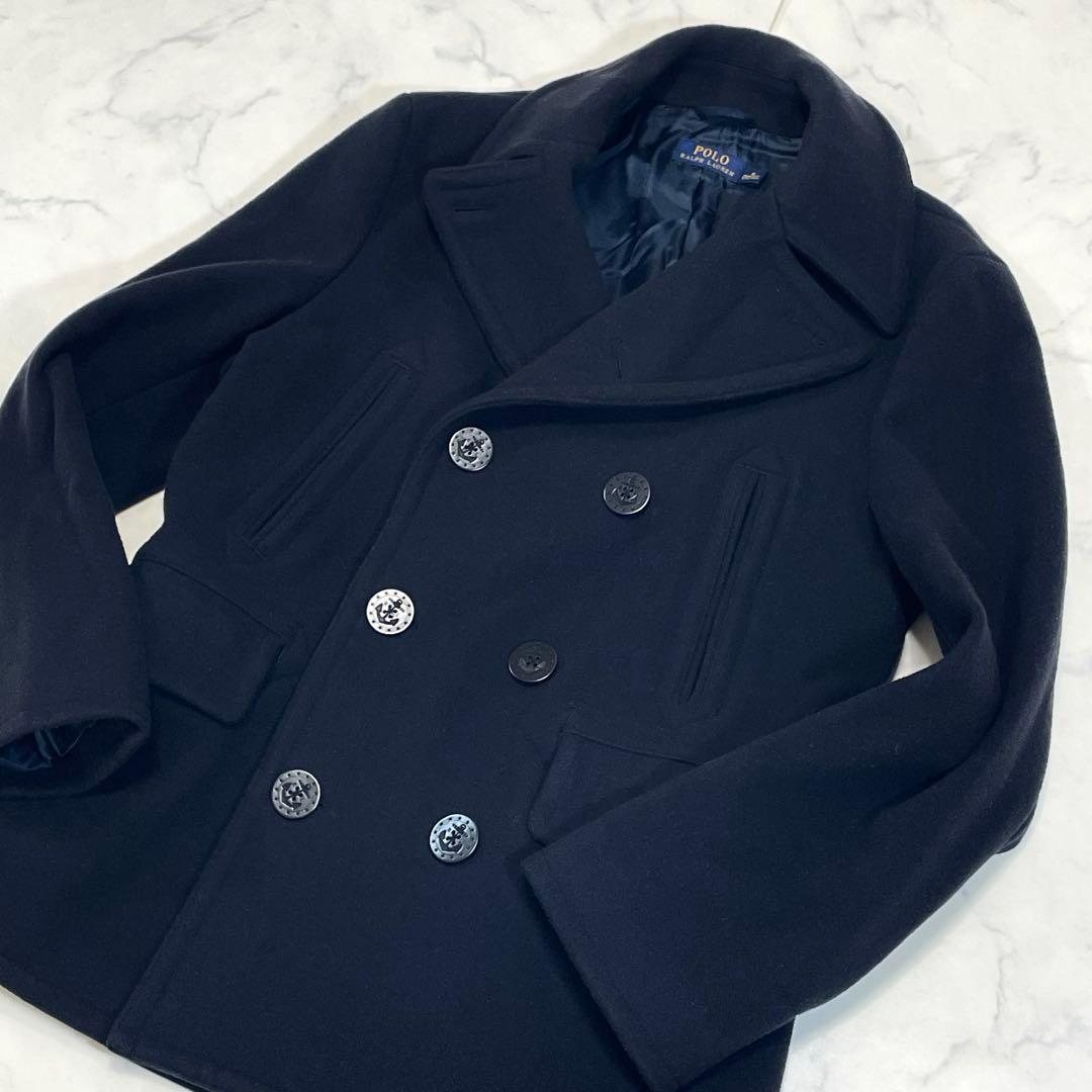 極美品✨ ポロラルフローレン 肉厚 メルトン生地 2WAY ピーコート ネイビー