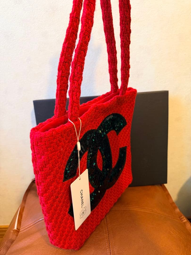 ツイードトートバッグ スパンコールロゴ おまけミラー付き ノベルティスピード発送