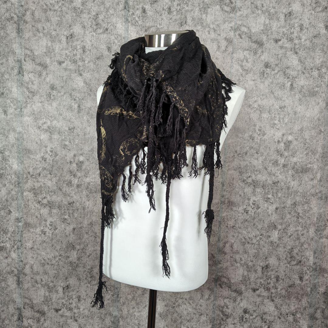 14th Addiction ストール スカーフ 総柄 フリンジ 希少モデル
