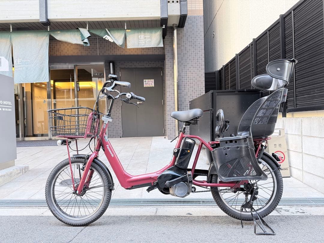 子供乗せ　パナソニック 電動アシスト自転車 赤 チャイルドシート付き