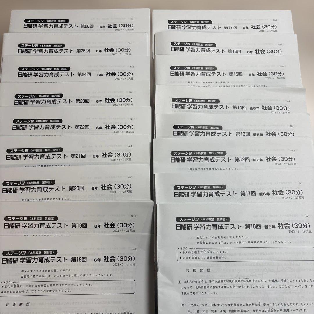 日能研 6年生前期 育成テスト 全17回分