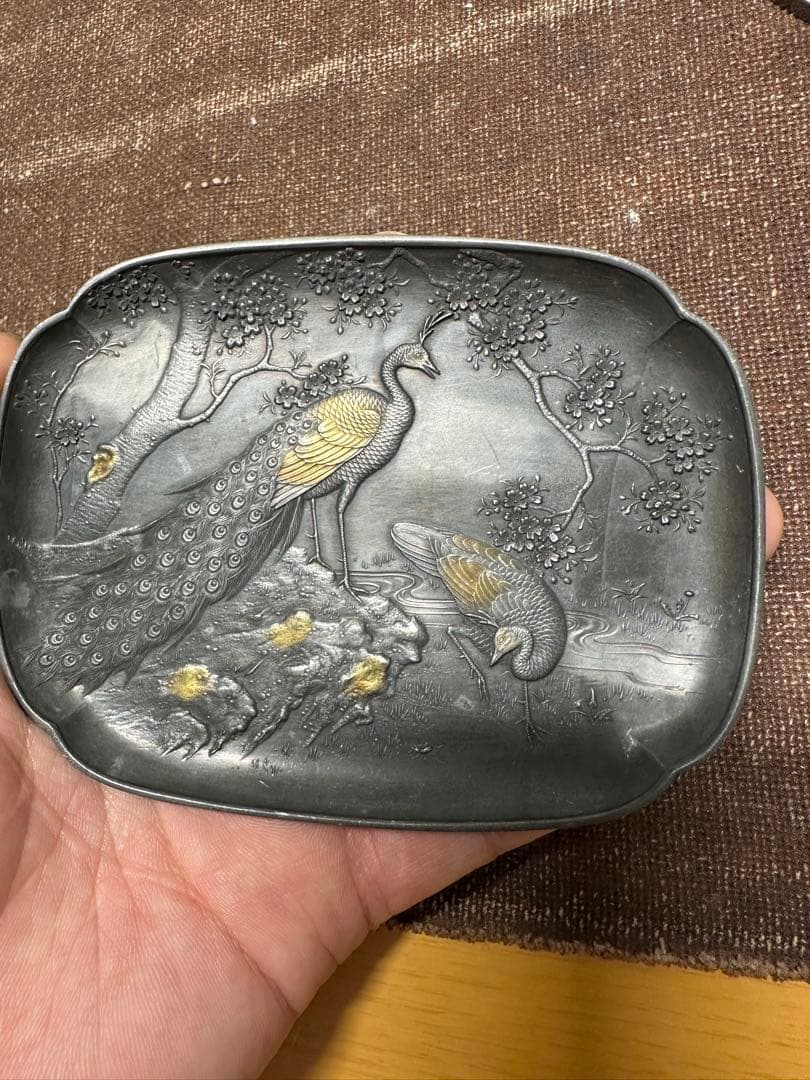 錫　瓶敷　皿　瓶座 骨董古美術