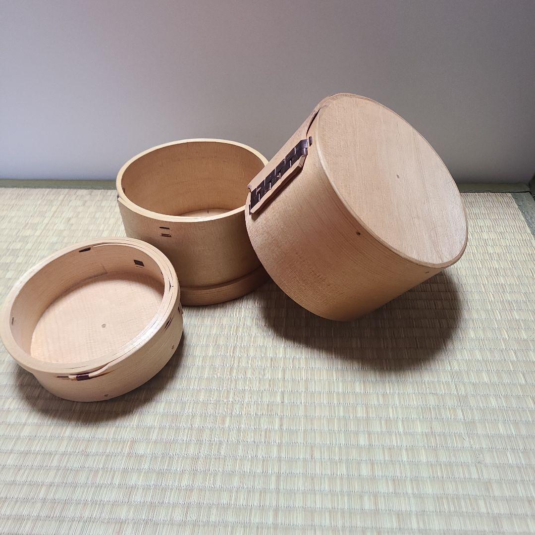 大館　曲げわっぱ　小櫃(おひつ)型　二段重　きこり弁当箱　柴田慶信商店