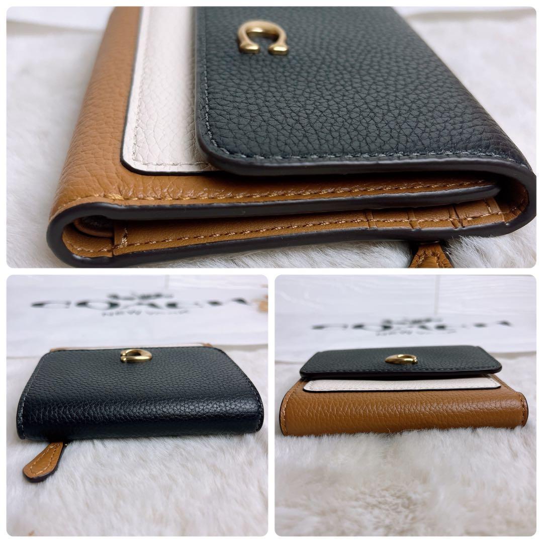 新品未使用 COACHコーチ 三つ折り財布 コンパクト ブラウン ブラック