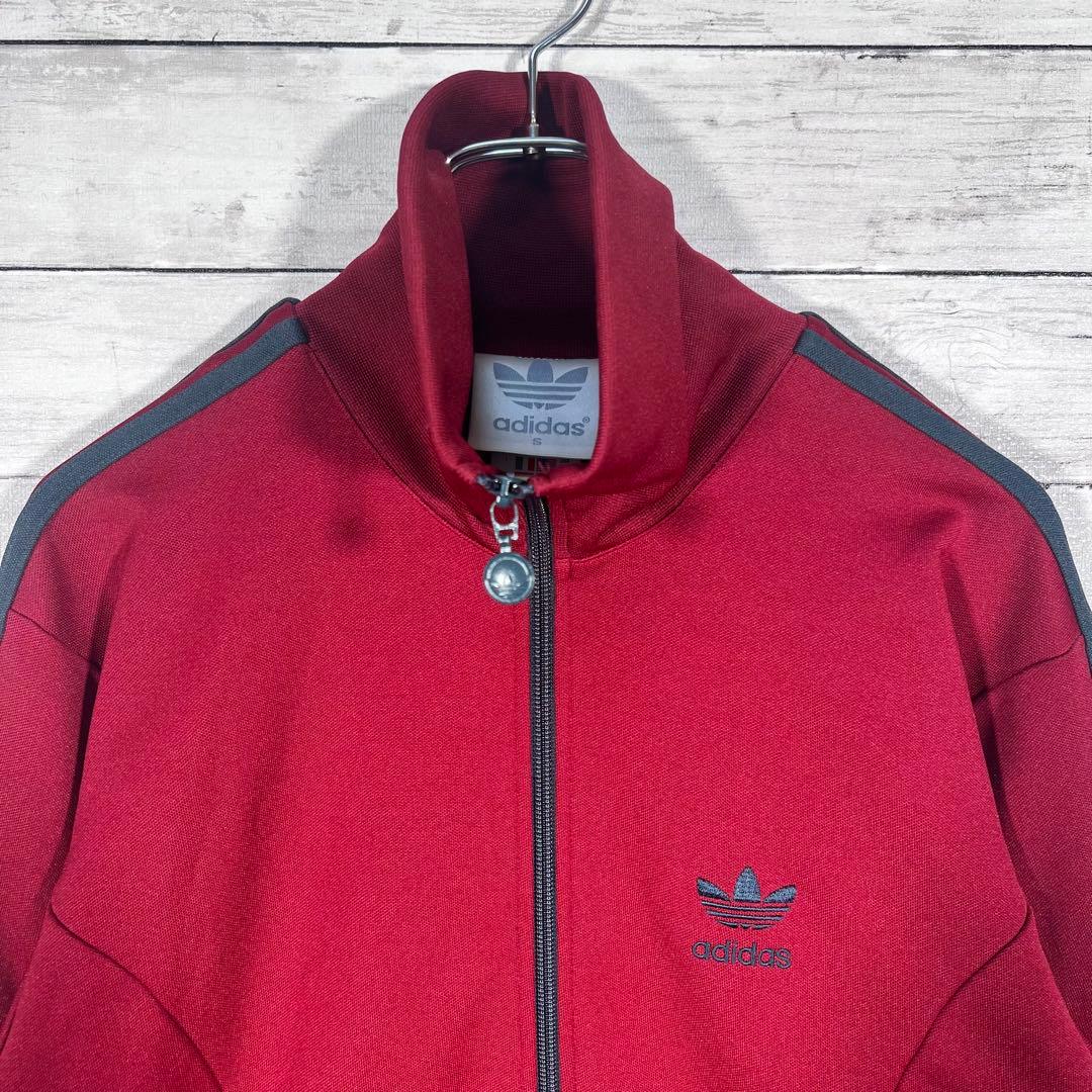 『希少』　adidas トラックジャケット　銀タグ　80s エンジ　【S】