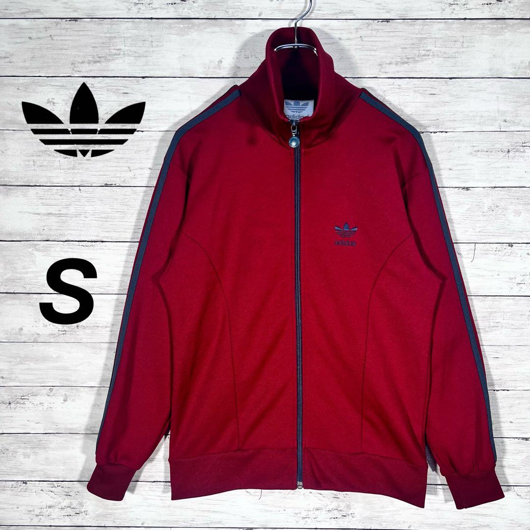『希少』　adidas トラックジャケット　銀タグ　80s エンジ　【S】