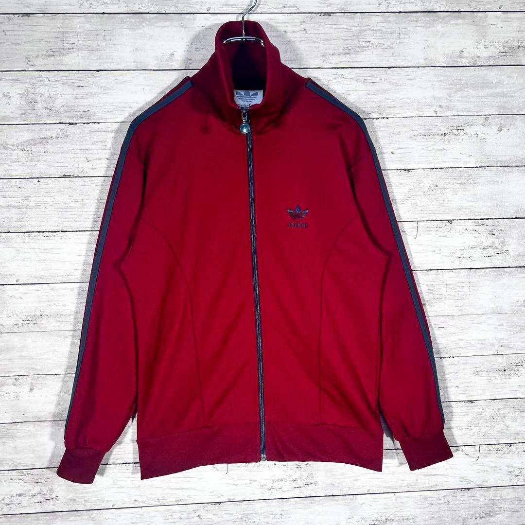 『希少』　adidas トラックジャケット　銀タグ　80s エンジ　【S】