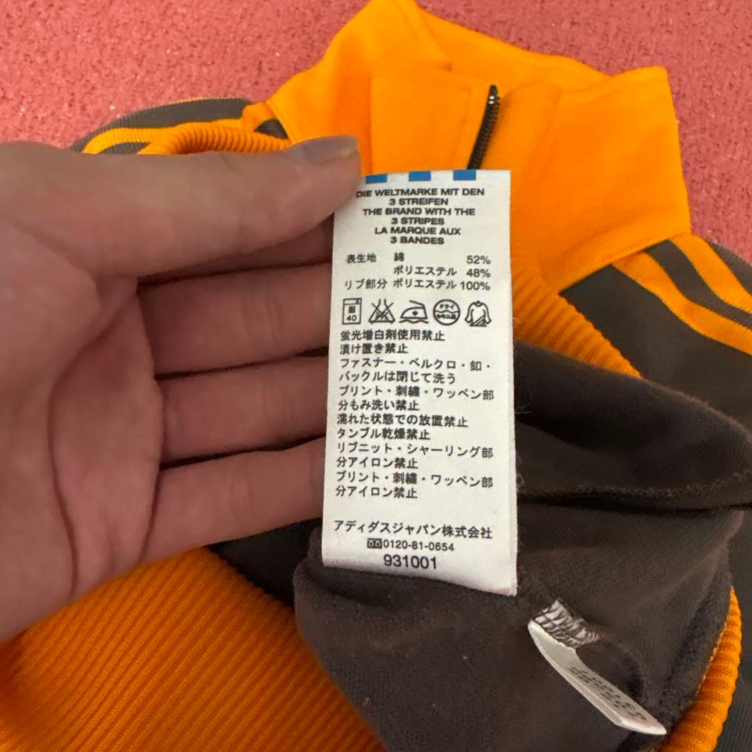 90s アディダス トラックジャケット 国旗 刺繍ロゴ 茶色 オレンジ