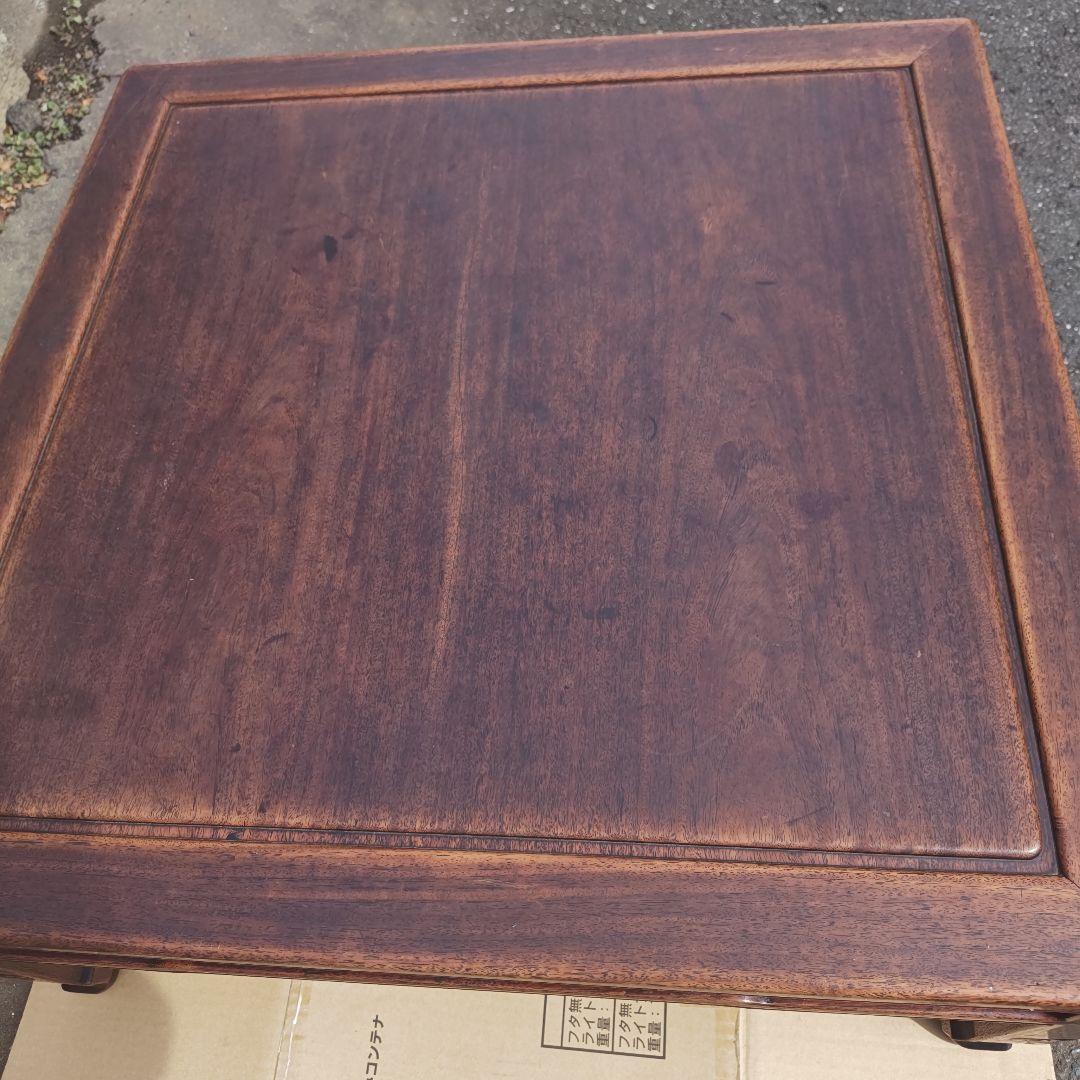 昭和レトロ 大正ロマン　無垢材　木彫　座卓　ちゃぶ台 　古家具　当時物　送料込