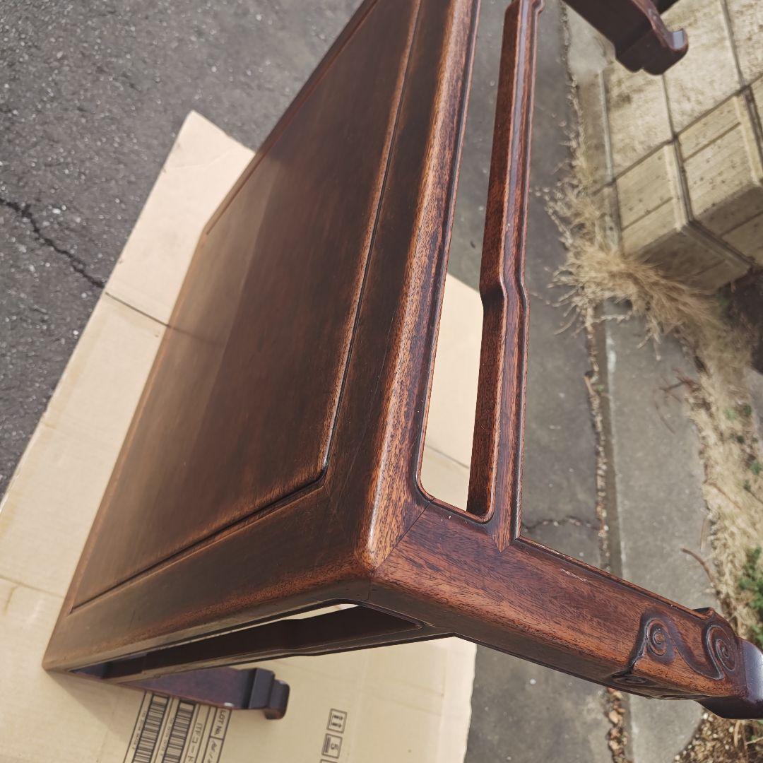 昭和レトロ 大正ロマン　無垢材　木彫　座卓　ちゃぶ台 　古家具　当時物　送料込