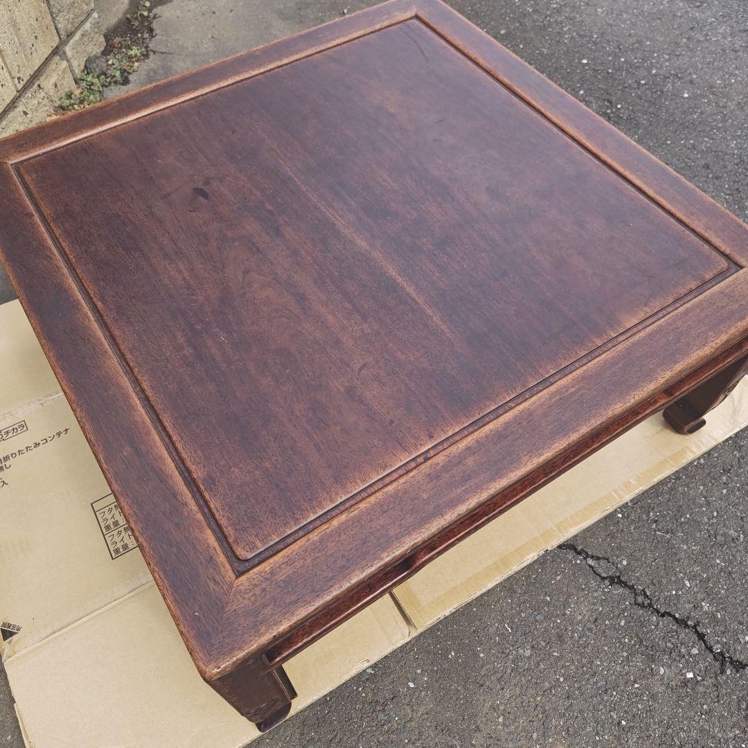 昭和レトロ 大正ロマン　無垢材　木彫　座卓　ちゃぶ台 　古家具　当時物　送料込